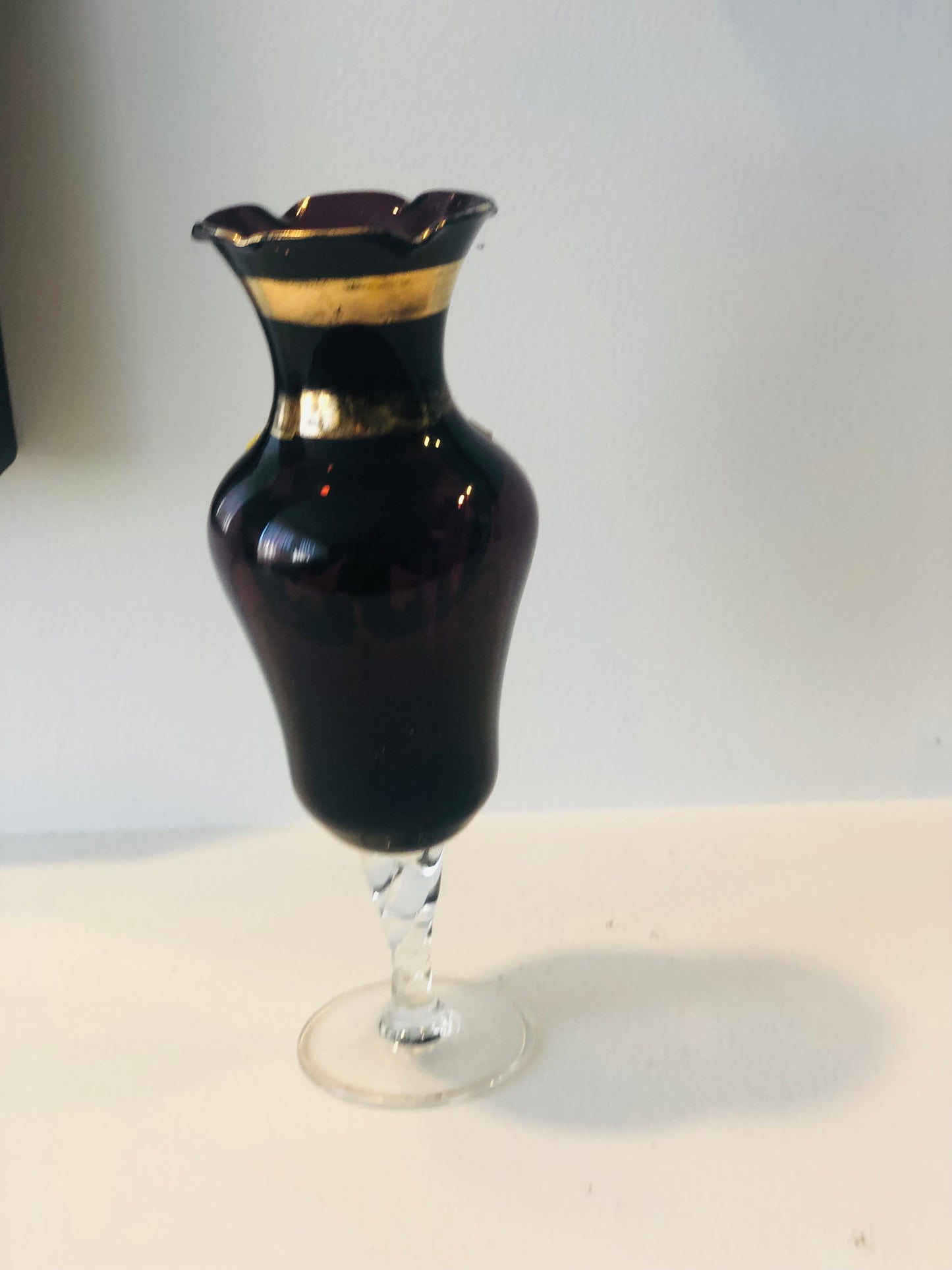 Purple Hand Painted Venetian Glass Vase