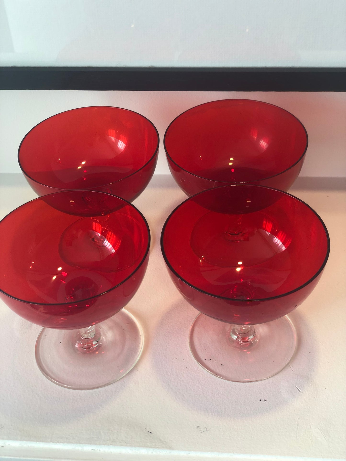 Set of 4 Cherry Red Coupes