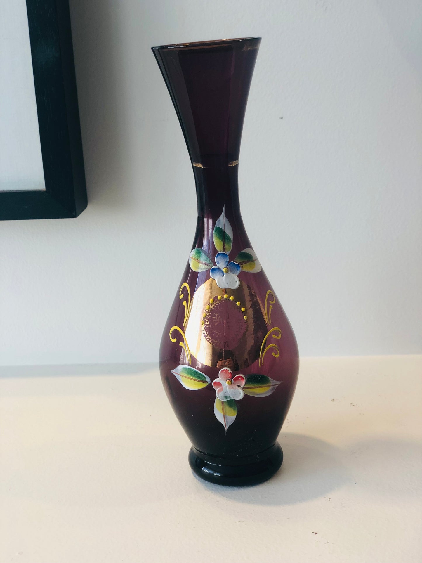 Fluted Hand painted Venetian Vase