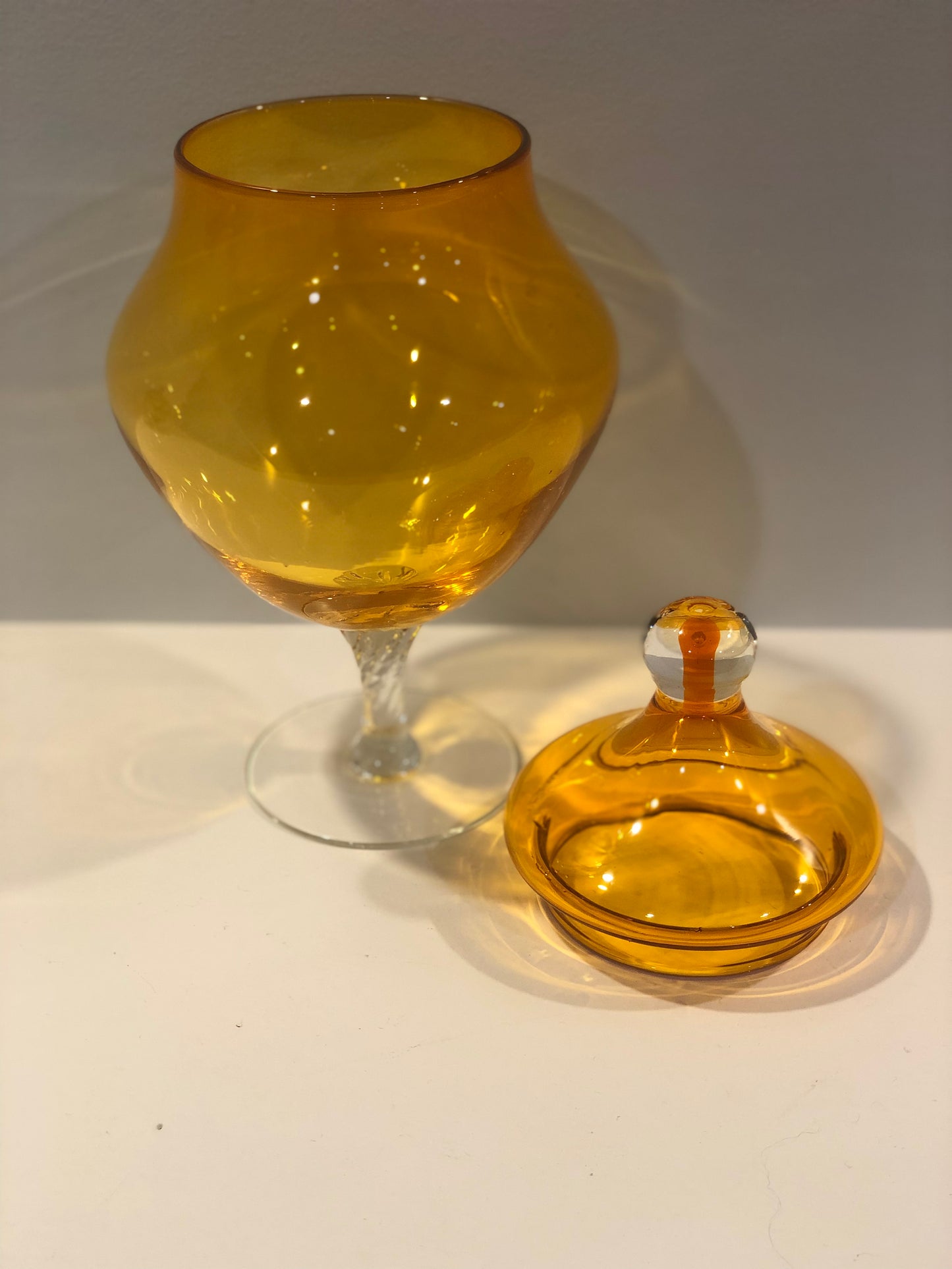 Bright Yellow Glass Lidded Jar
