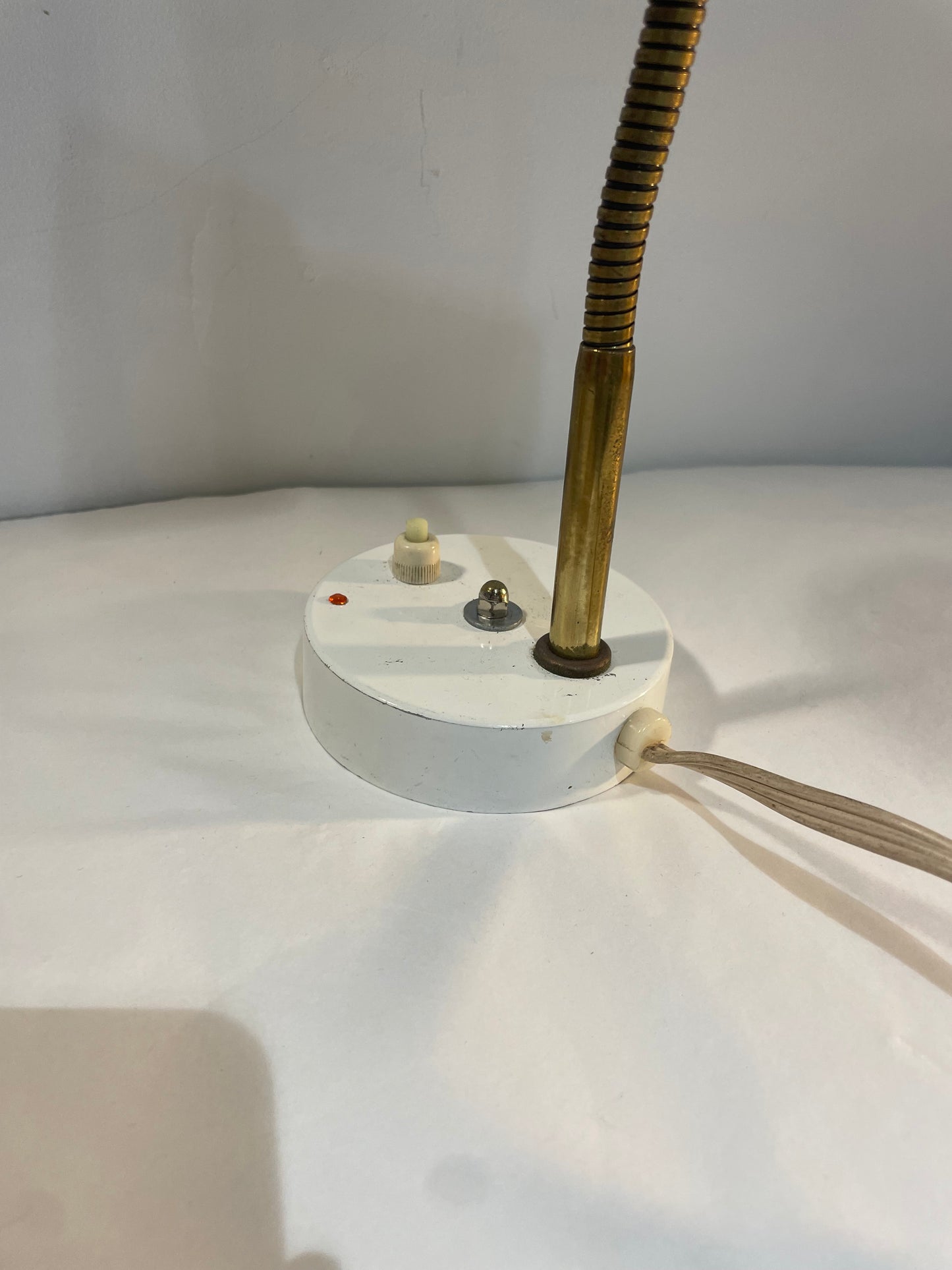 White and Gold metal Gooseneck Lamp