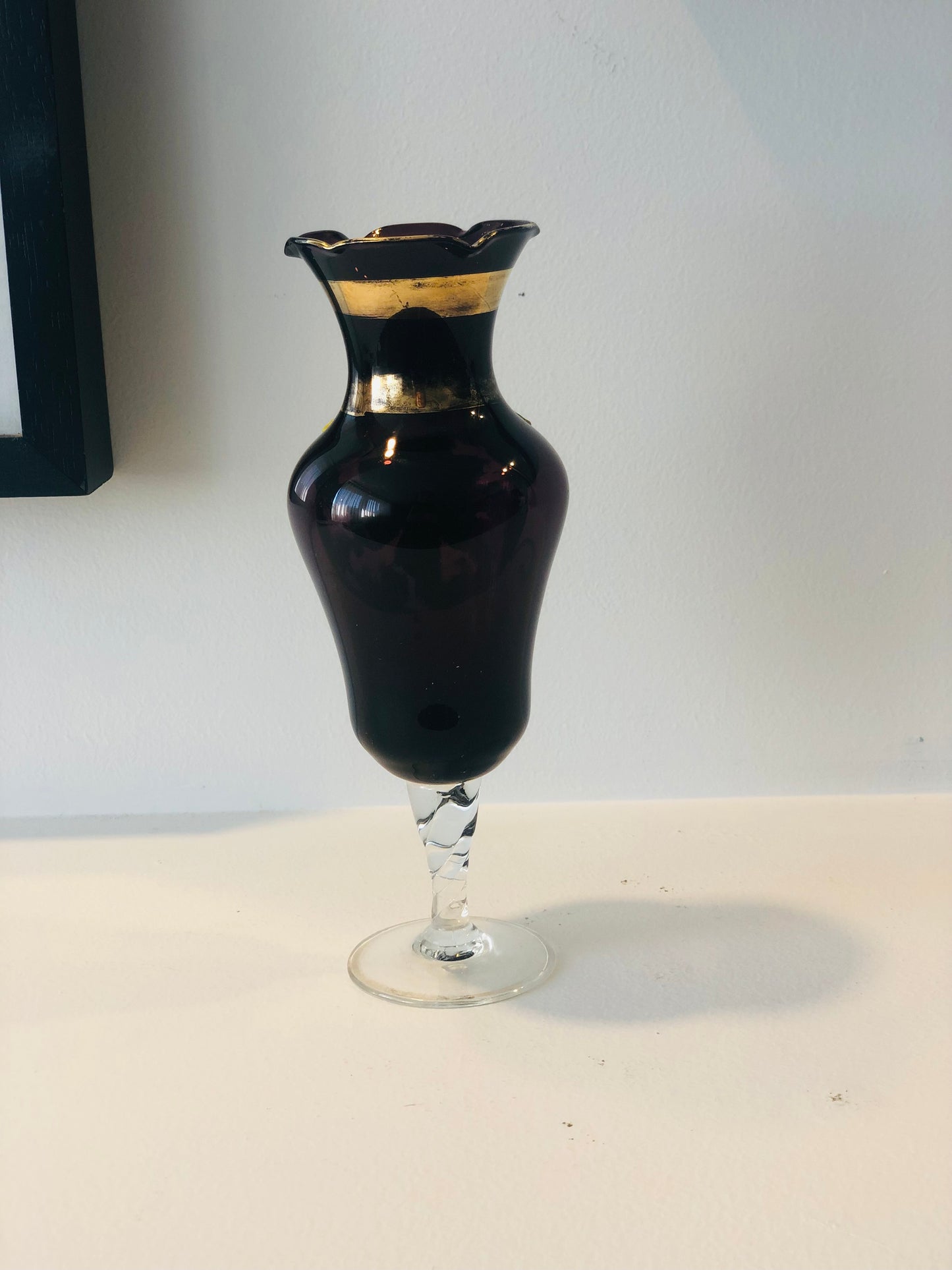 Purple Hand Painted Venetian Glass Vase