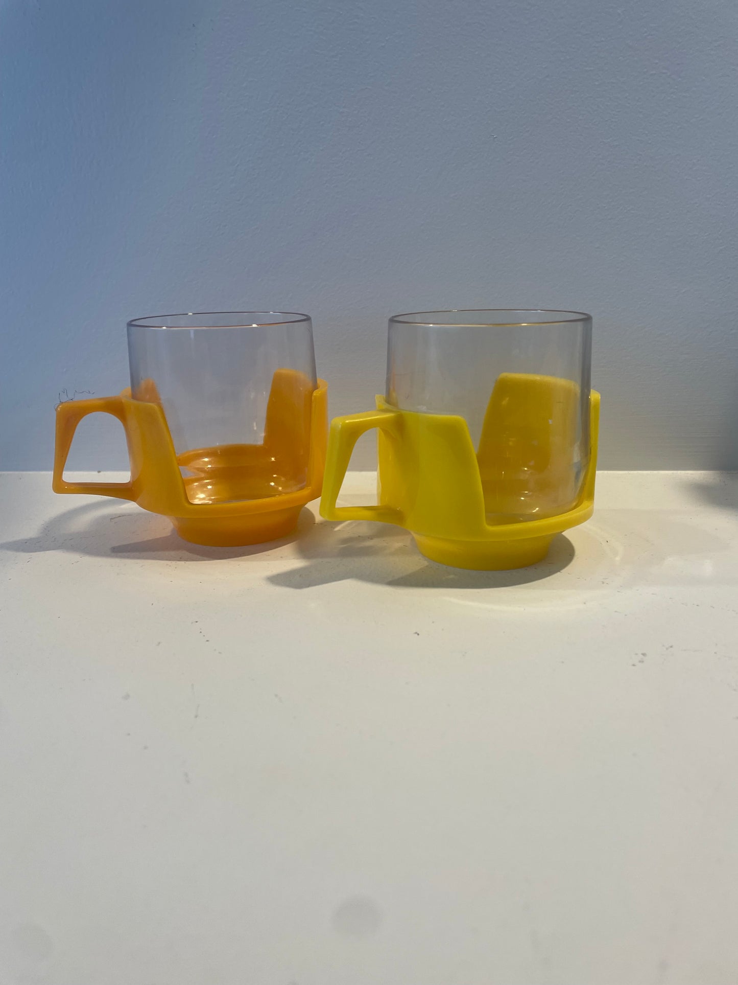 Yellow and Orange Plastic Bodum Style Mugs