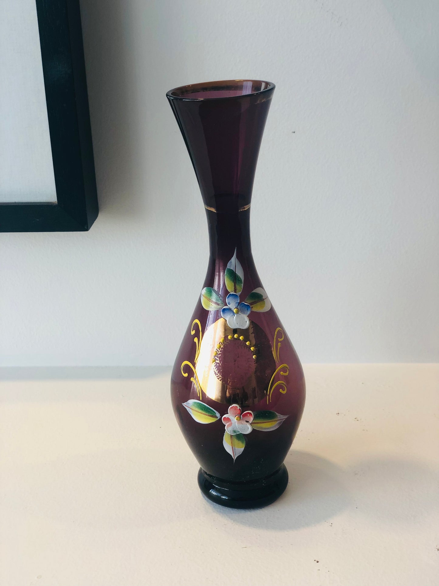 Fluted Hand painted Venetian Vase