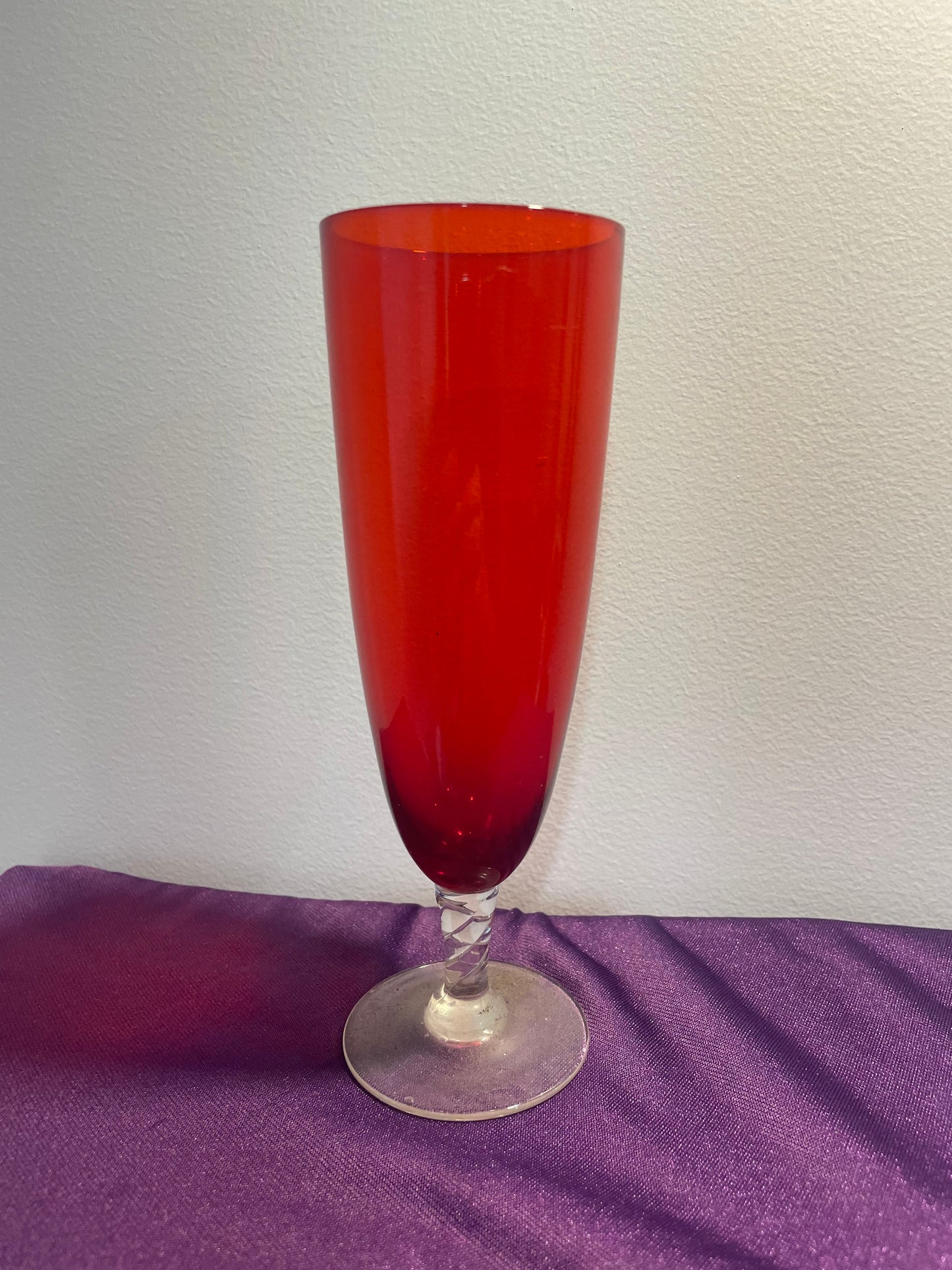 Tall Red Glass Vase