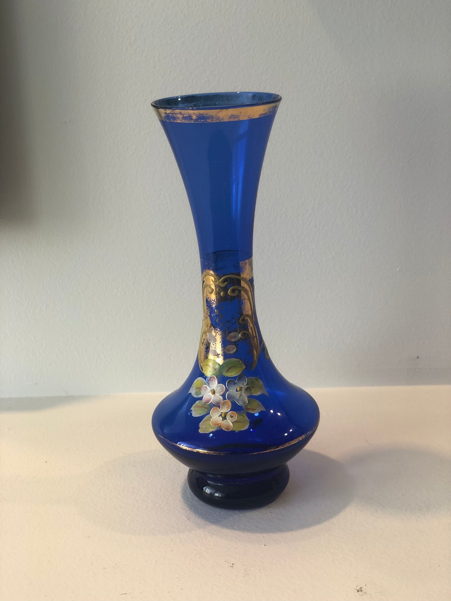 Bright blue hand painted Venetian Vase