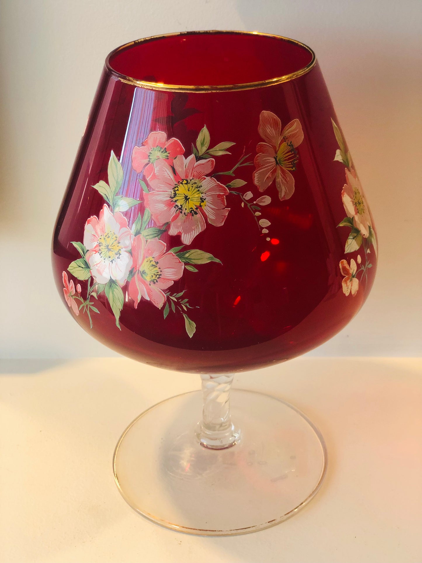 Large Red Venetian Glass Balloon Vase