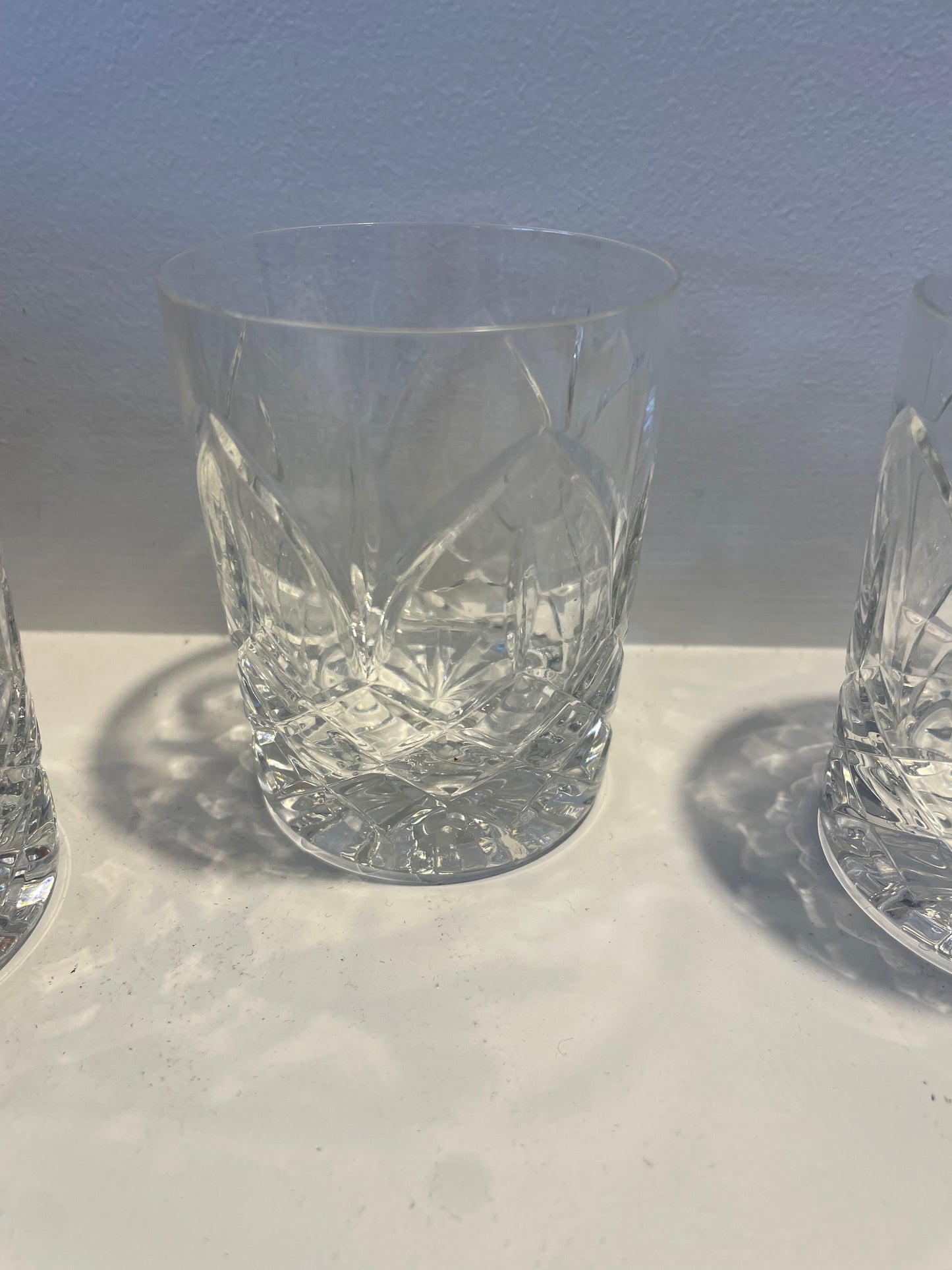 2 heavy whiskey glasses