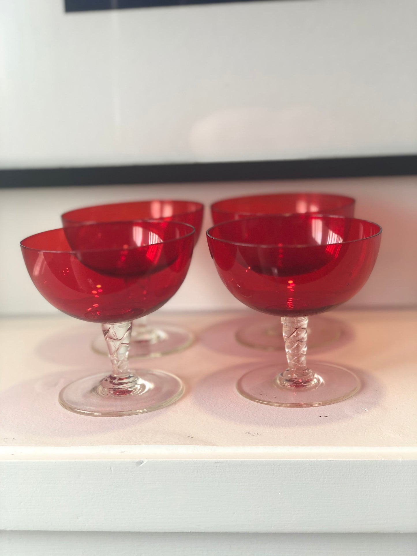 Set of 4 Cherry Red Coupes
