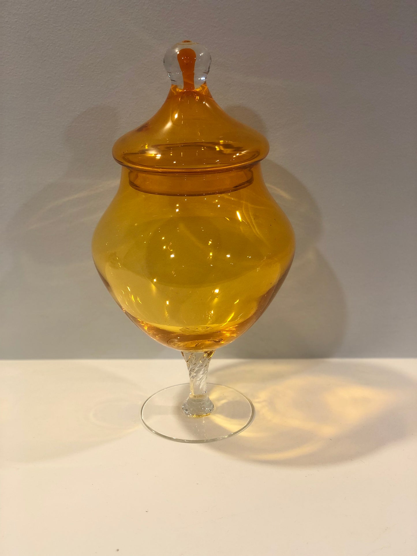 Bright Yellow Glass Lidded Jar