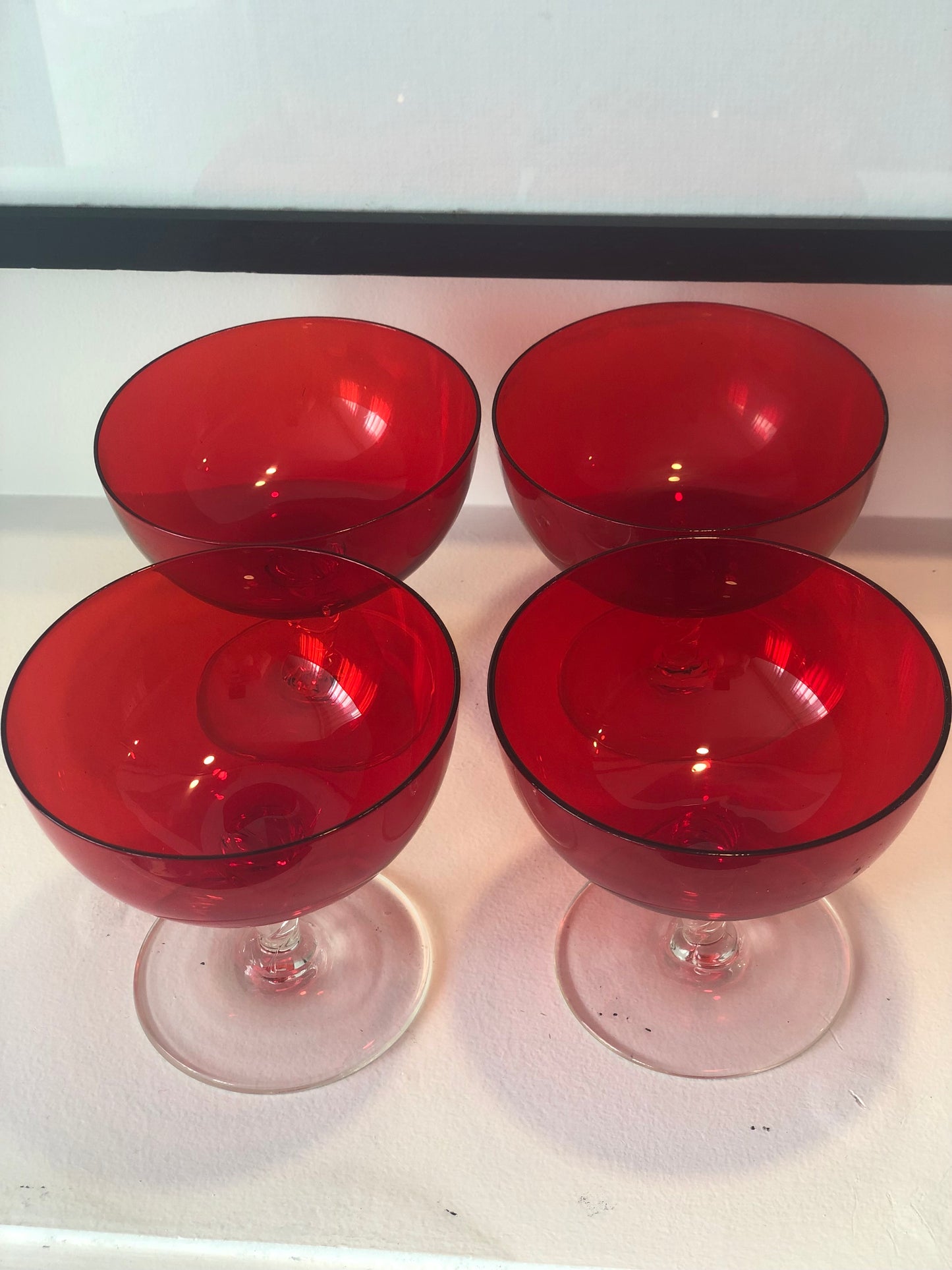 Set of 4 Cherry Red Coupes