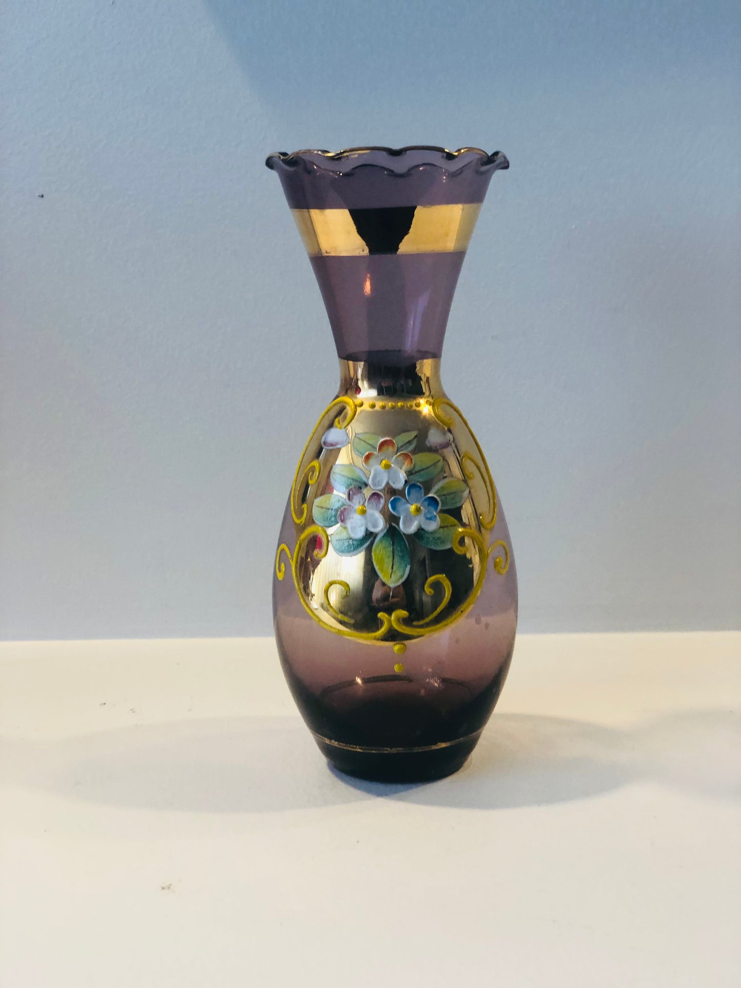 Purple hand painted vase