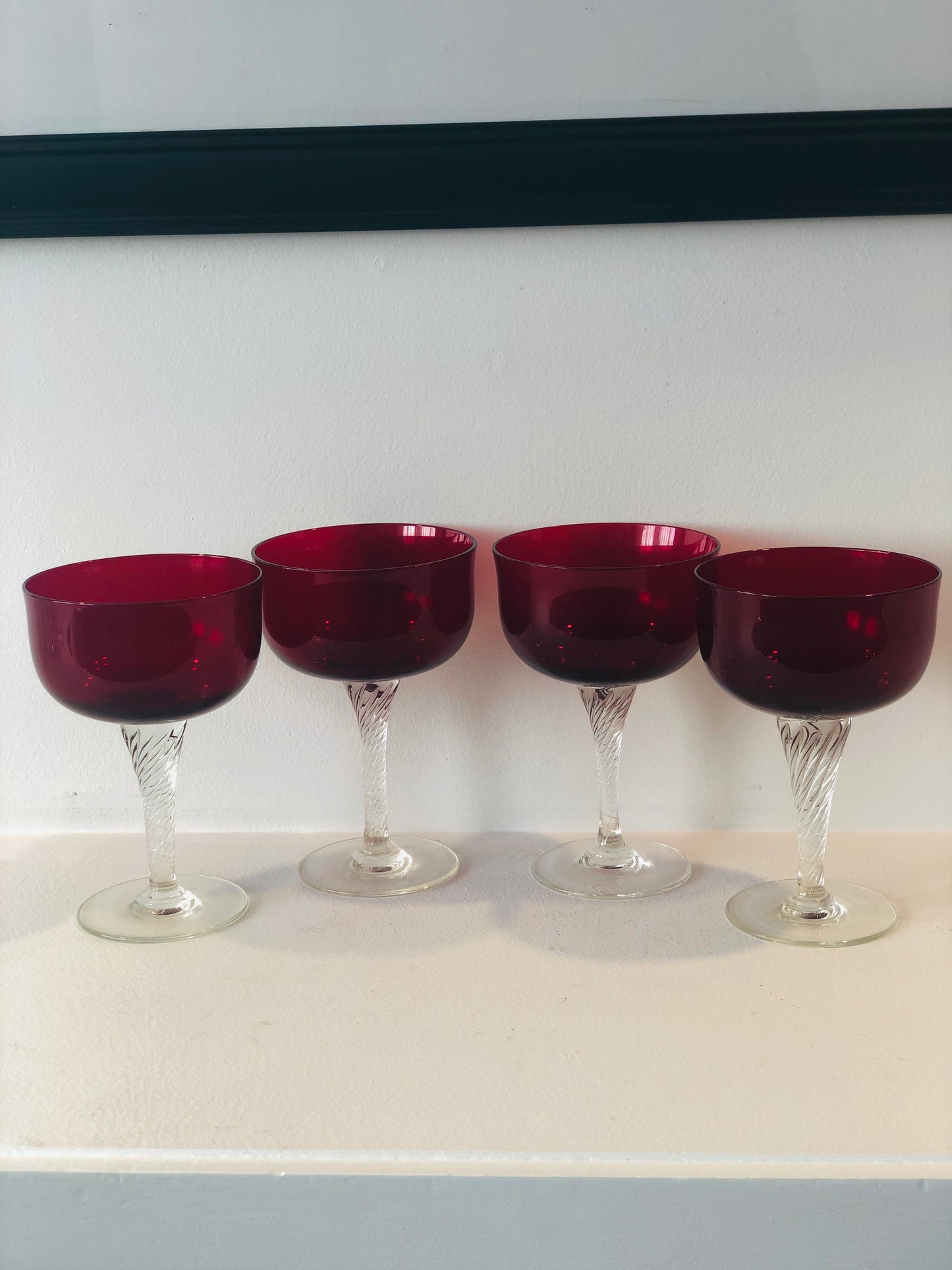 Set of 4 Deep Red Wine Goblets