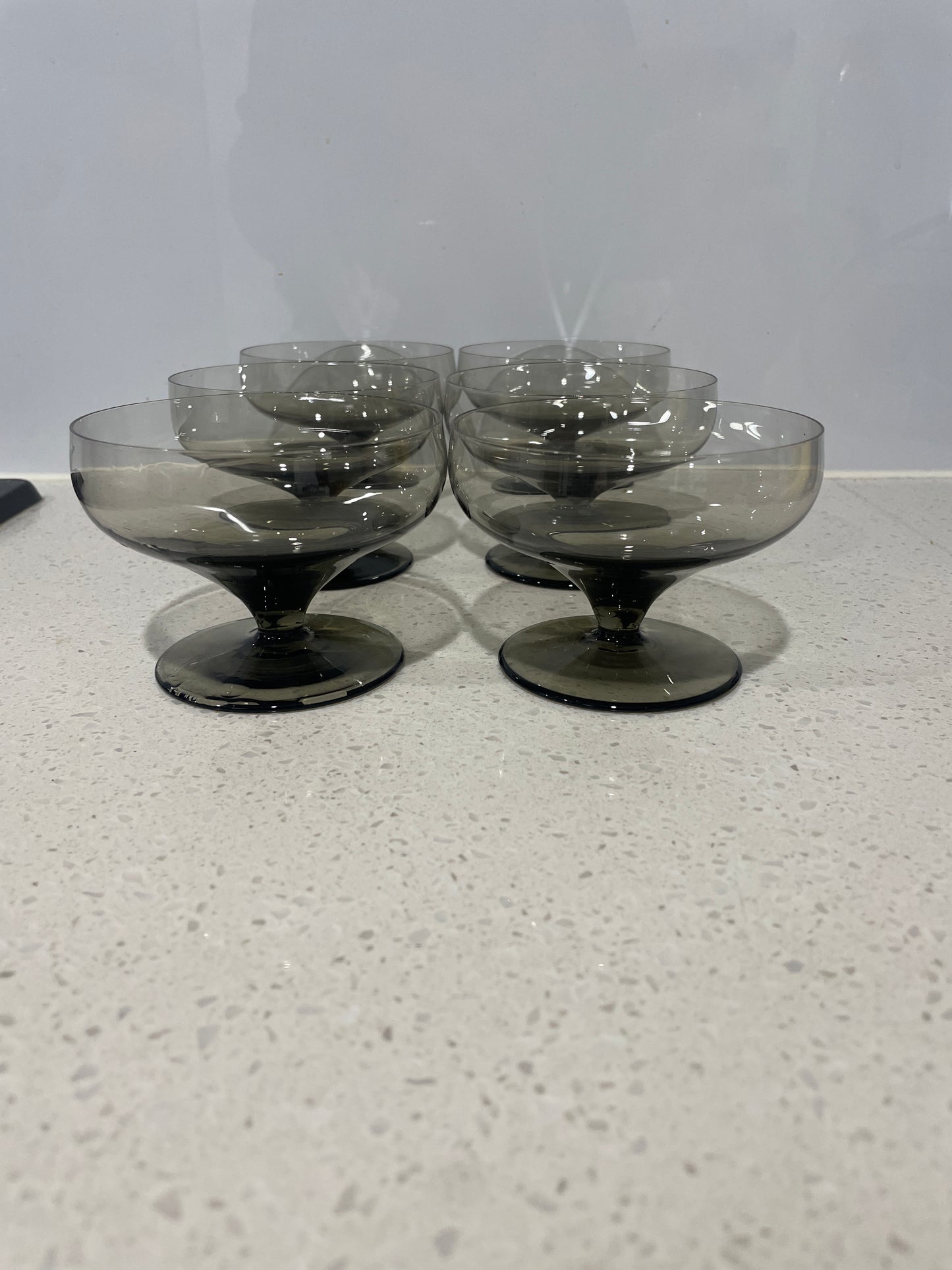 6 Smoked Black Champagne coupes