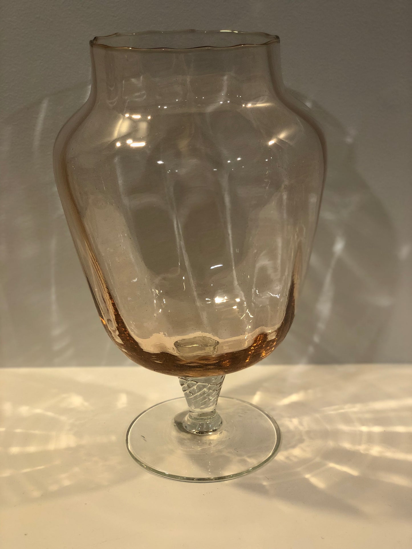 Large wide Bodied blush pink vase