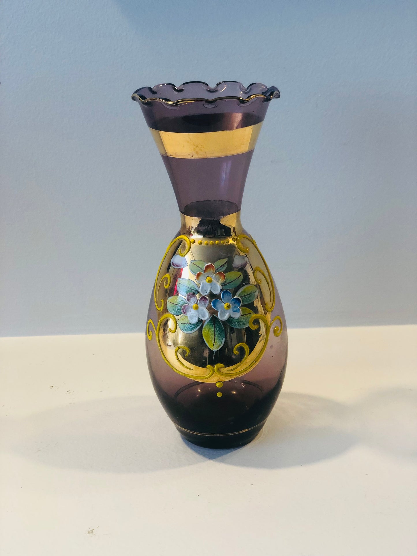 Purple hand painted vase
