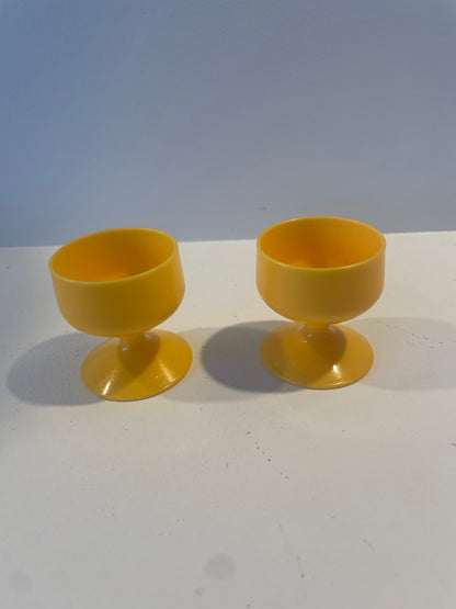 Vintage Yellow plastic Egg Cups