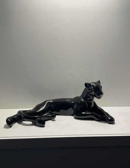 Mid century black lounging Panther