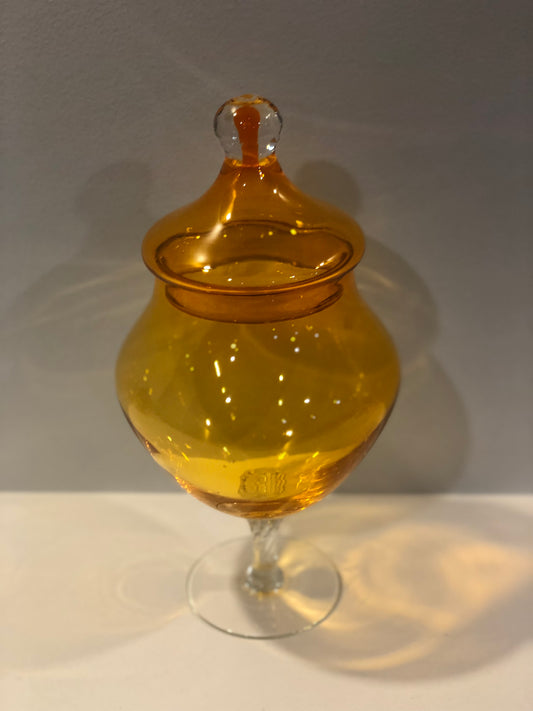 Bright Yellow Glass Lidded Jar