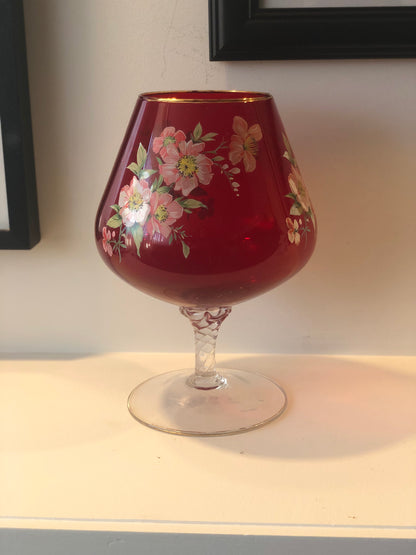 Large Red Venetian Glass Balloon Vase
