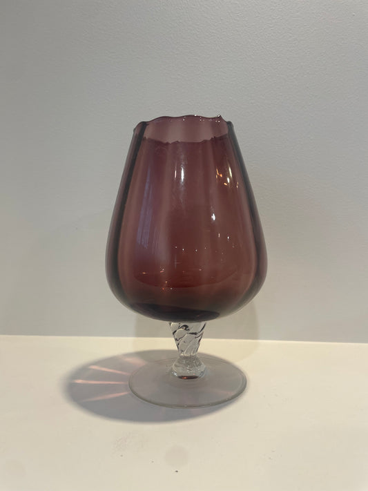 Purple wide bodied glass vase