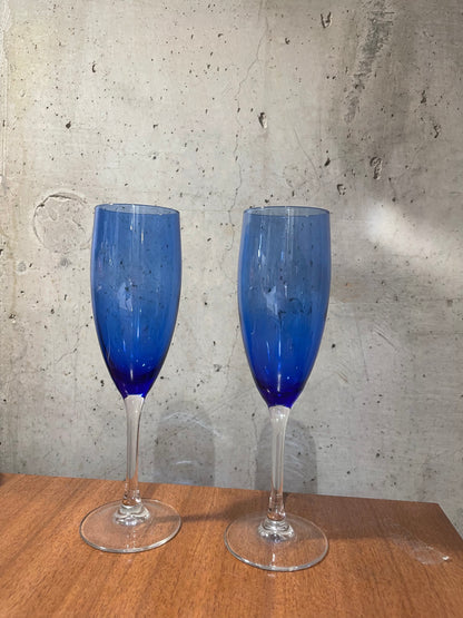 Blue Champagne Glasses Pair