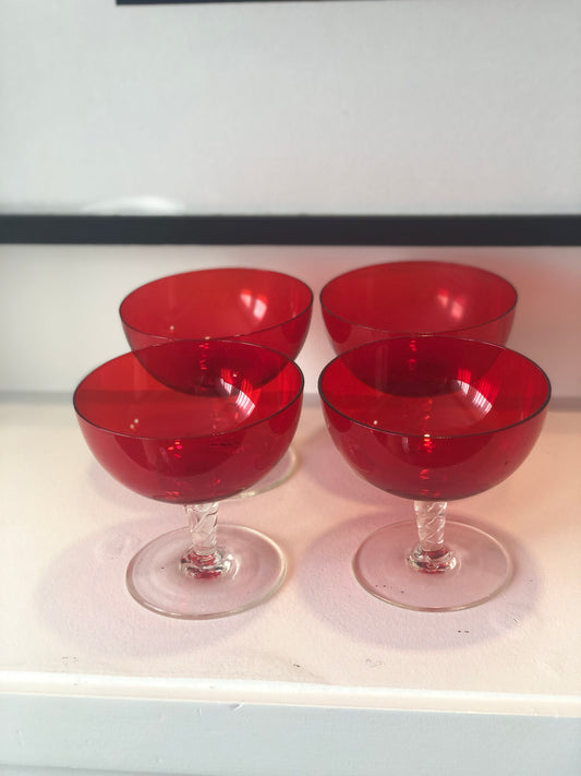 Set of 4 Cherry Red Coupes