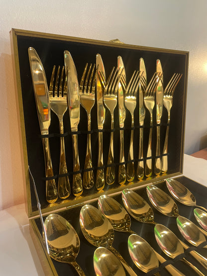 Stainless Steel Gold Look Cutlery Set