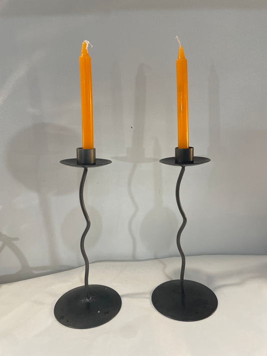 Pair of Black wavy Candle holders