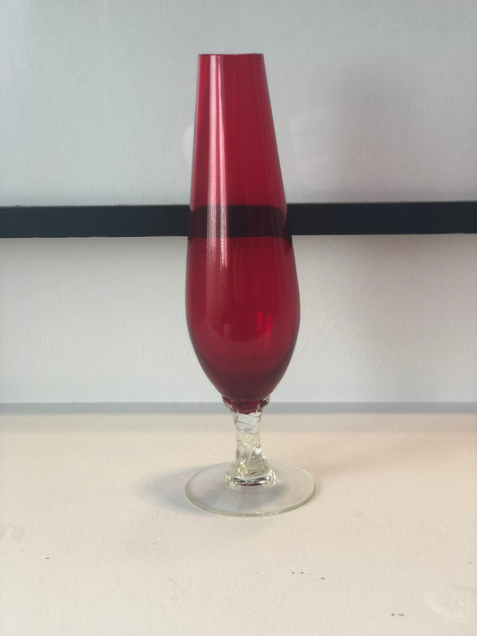 Tapered deep red glass vase