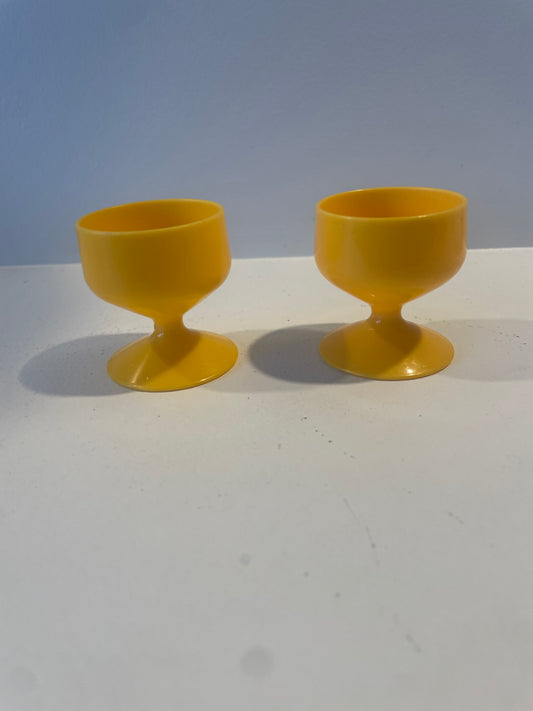 Vintage Yellow plastic Egg Cups
