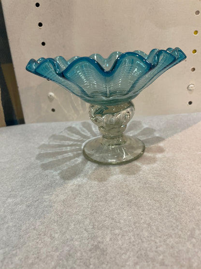 Blue Glass Footed Bowl