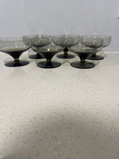 6 Smoked Black Champagne coupes