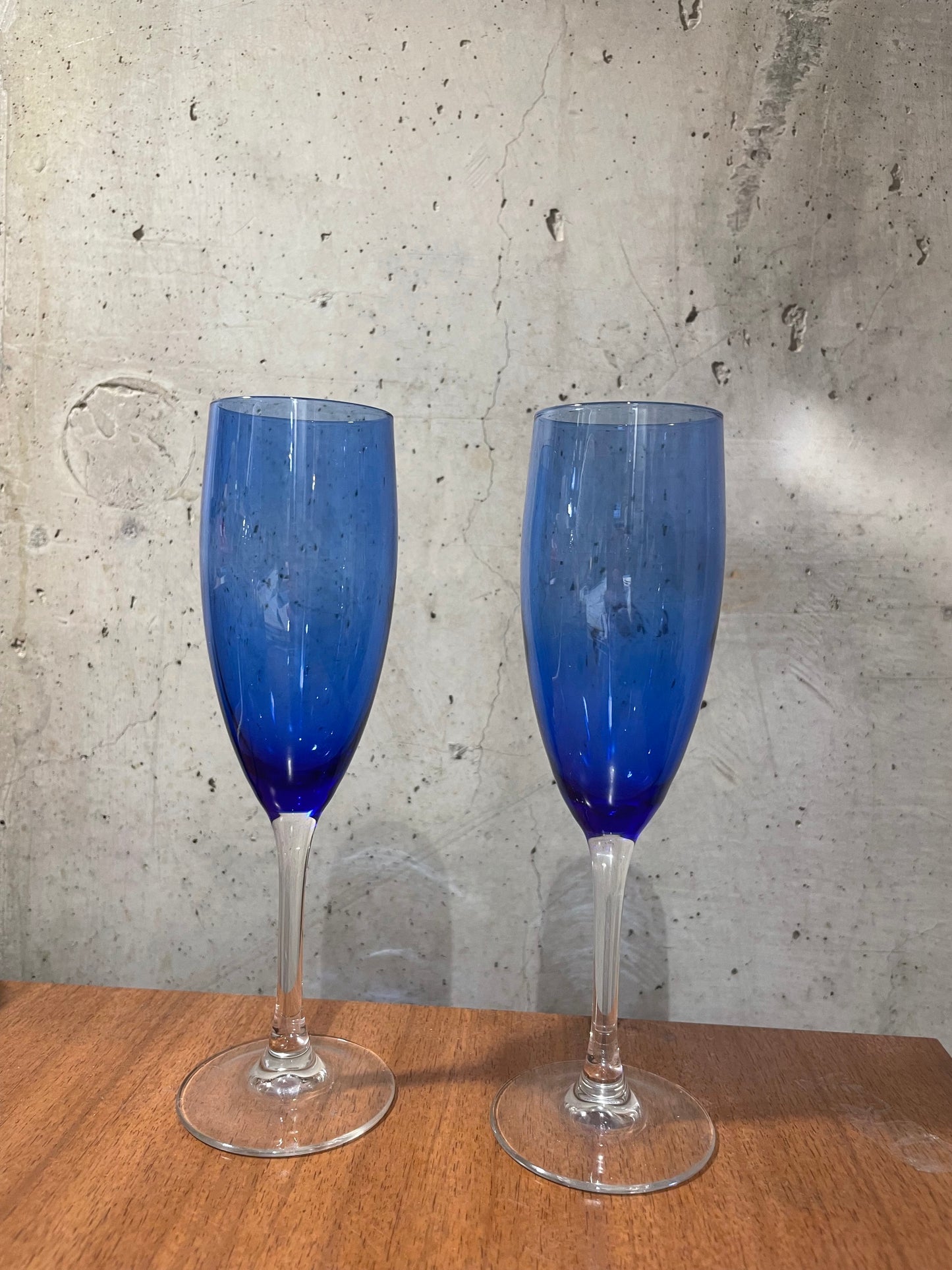 Blue Champagne Glasses Pair