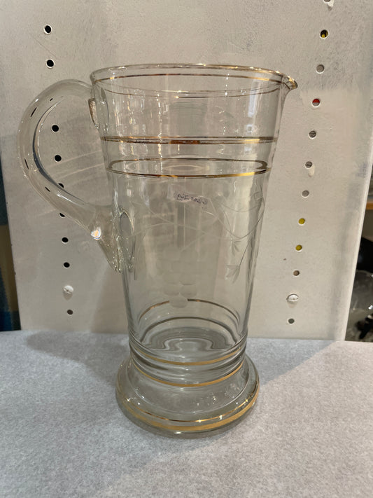 Large Glass Etched Jug