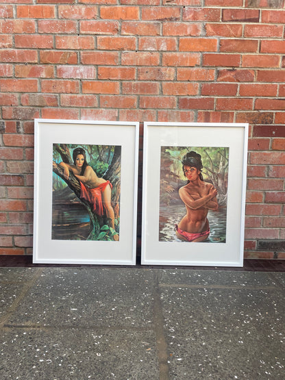 J H Lynch Vintage Reframed Prints Nymph & Woodland Goddess