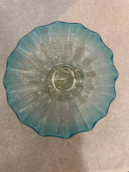 Blue Glass Footed Bowl