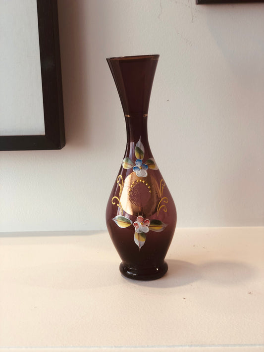 Fluted Hand painted Venetian Vase