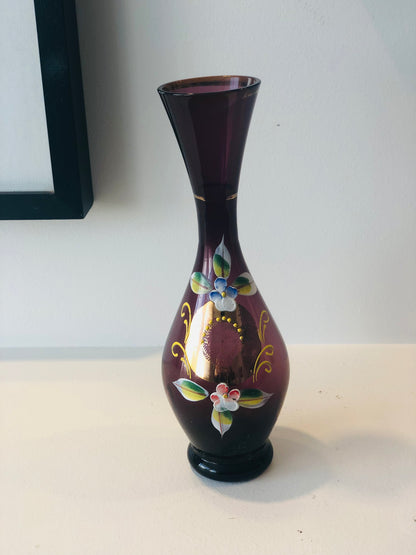 Fluted Hand painted Venetian Vase