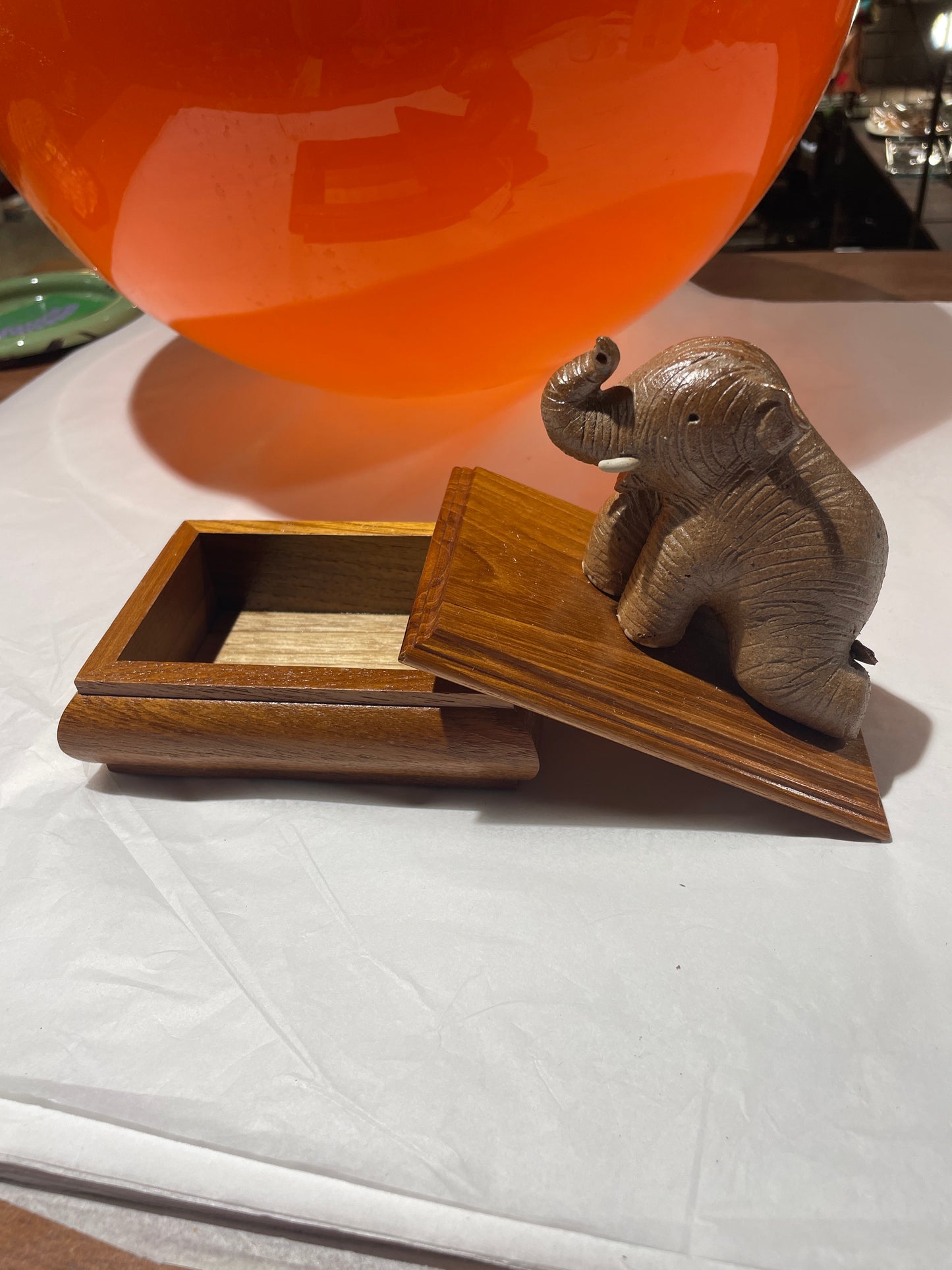 Wooden Box with Elephant