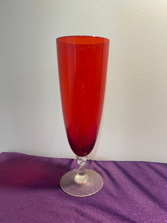 Tall Red Glass Vase