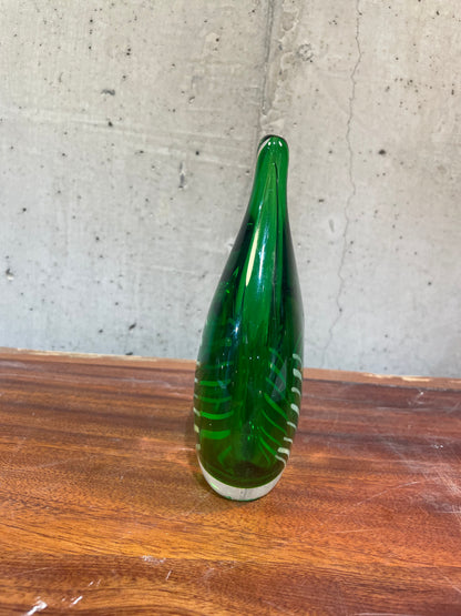 Green Glass Teardrop Paperweight