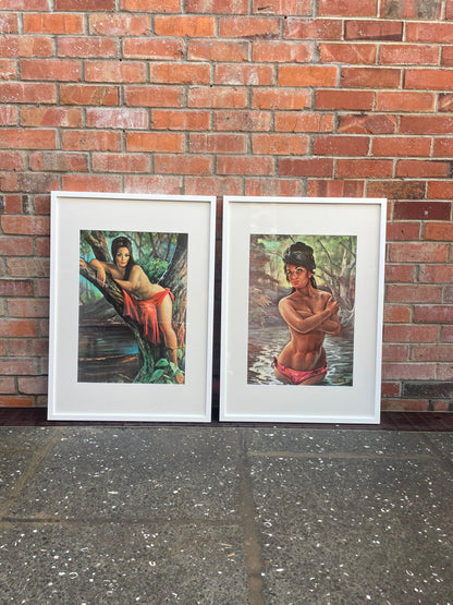 J H Lynch Vintage Reframed Prints Nymph & Woodland Goddess