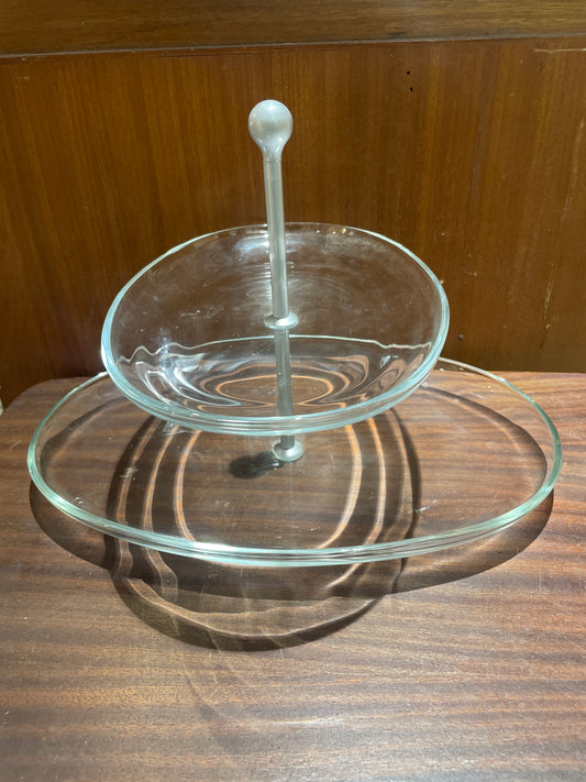 Two Tier Glass Serving Plate