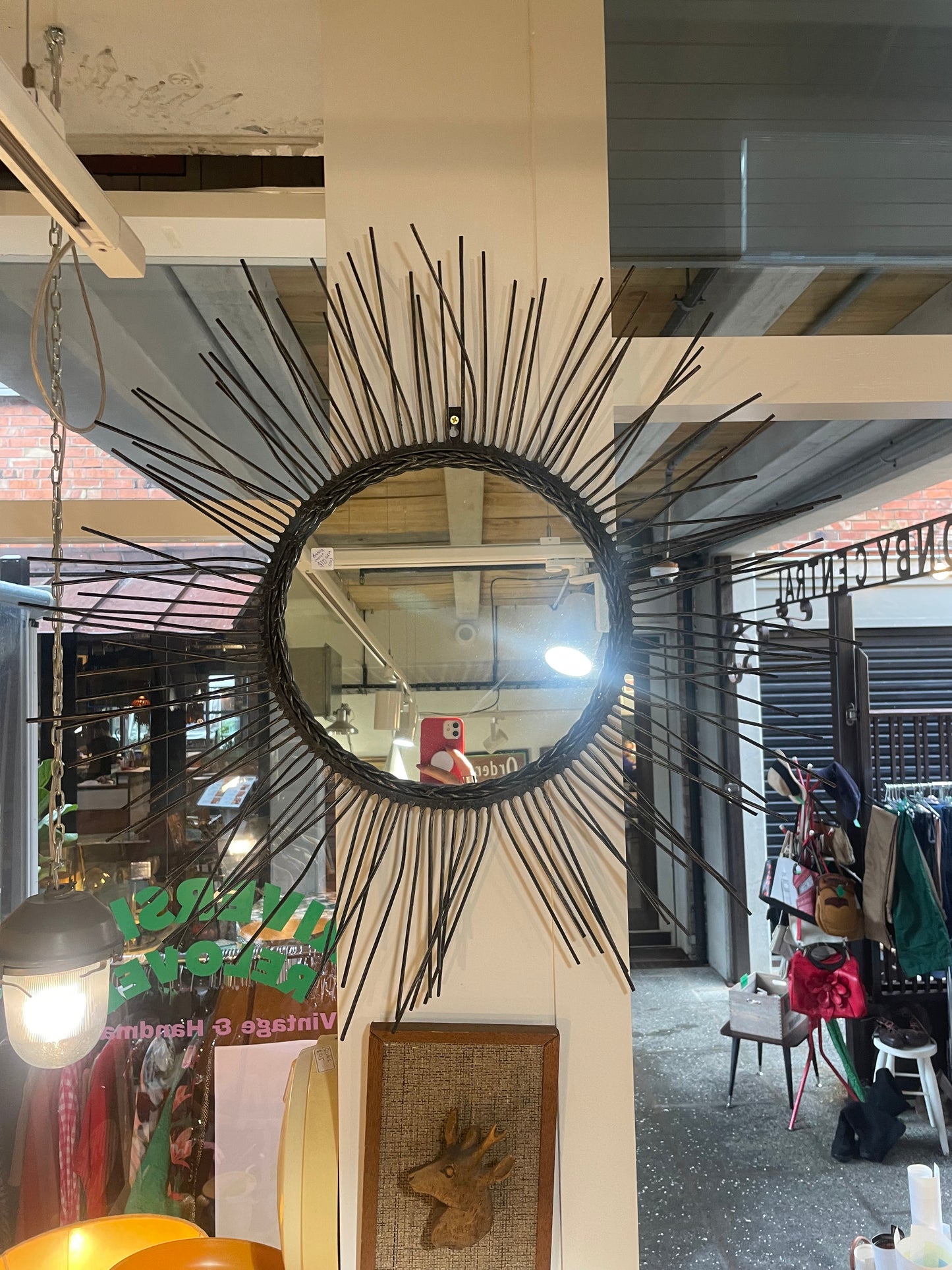 Brutalist Metal Round Mirror