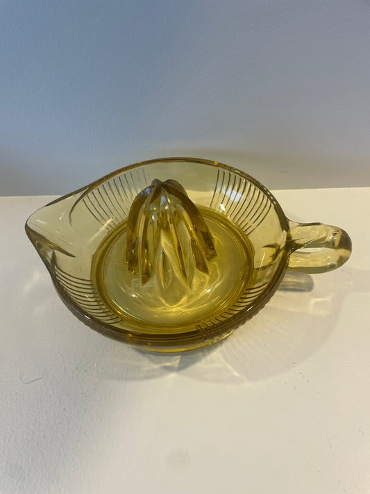 Large vintage yellow glass lemon squeezer