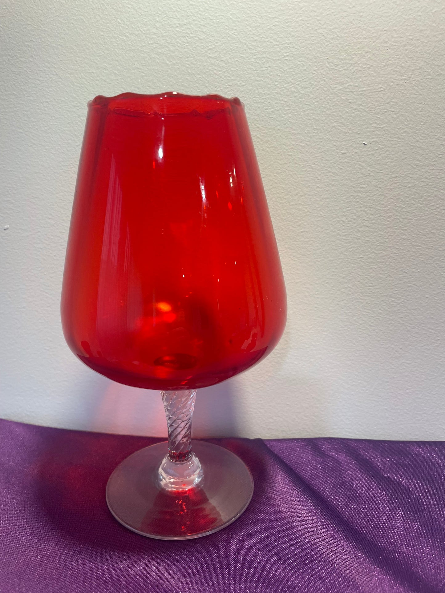 Tall Red Glass Balloon Vase