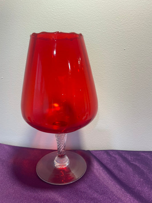 Tall Red Glass Balloon Vase