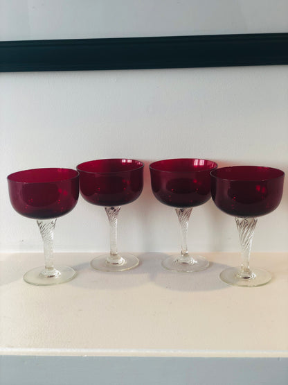 Set of 4 Deep Red Wine Goblets