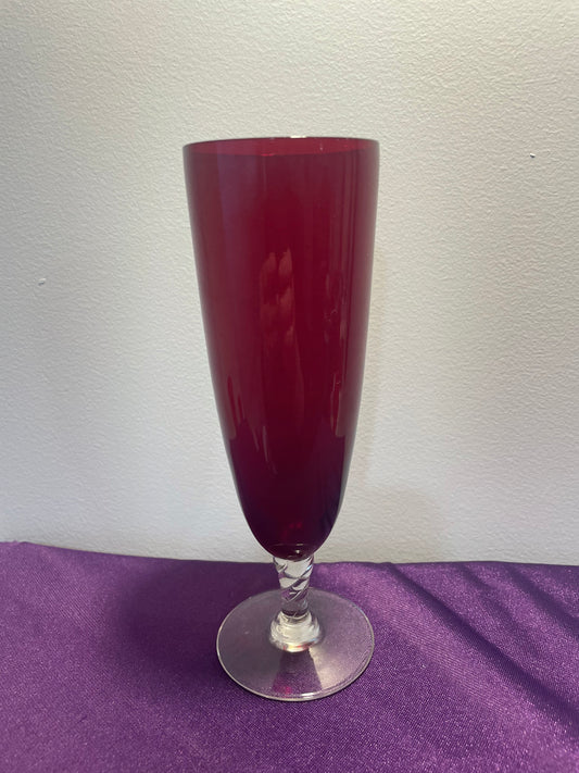 Deep Red Tall Flute Vase